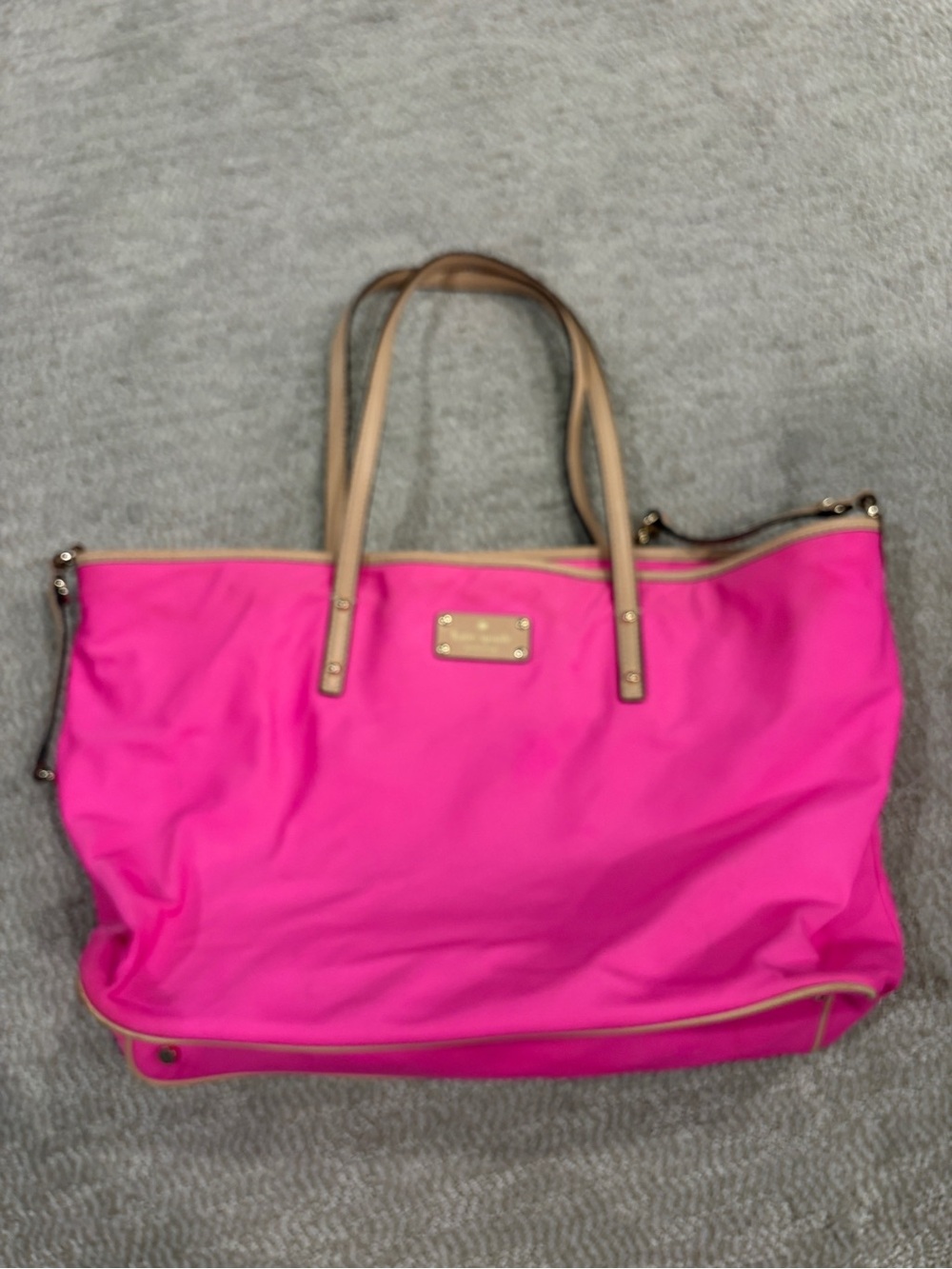 Kate spade Women's Hot Pink Tote Bag with Tan Trim